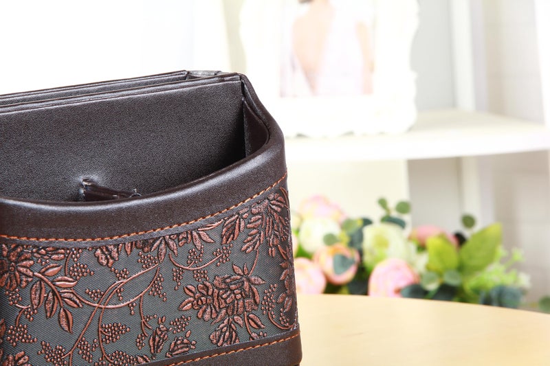 Arniche PU Leather Remote Control Organizer with 360Â° Spinning Design,Desk Organizer for TV Remote,Phone,Pen,Glasse,Mail,Tablet,Calculator,Controller-Home & Office Storage Caddy (Antique Brown) ï»¿ - Image 3